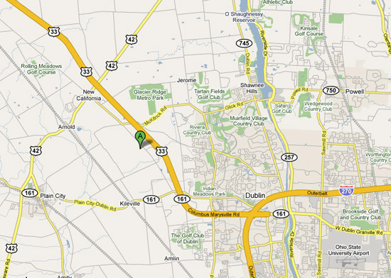 Location of storage units at Executive Storage Estates Condominiums Plain City Ohio